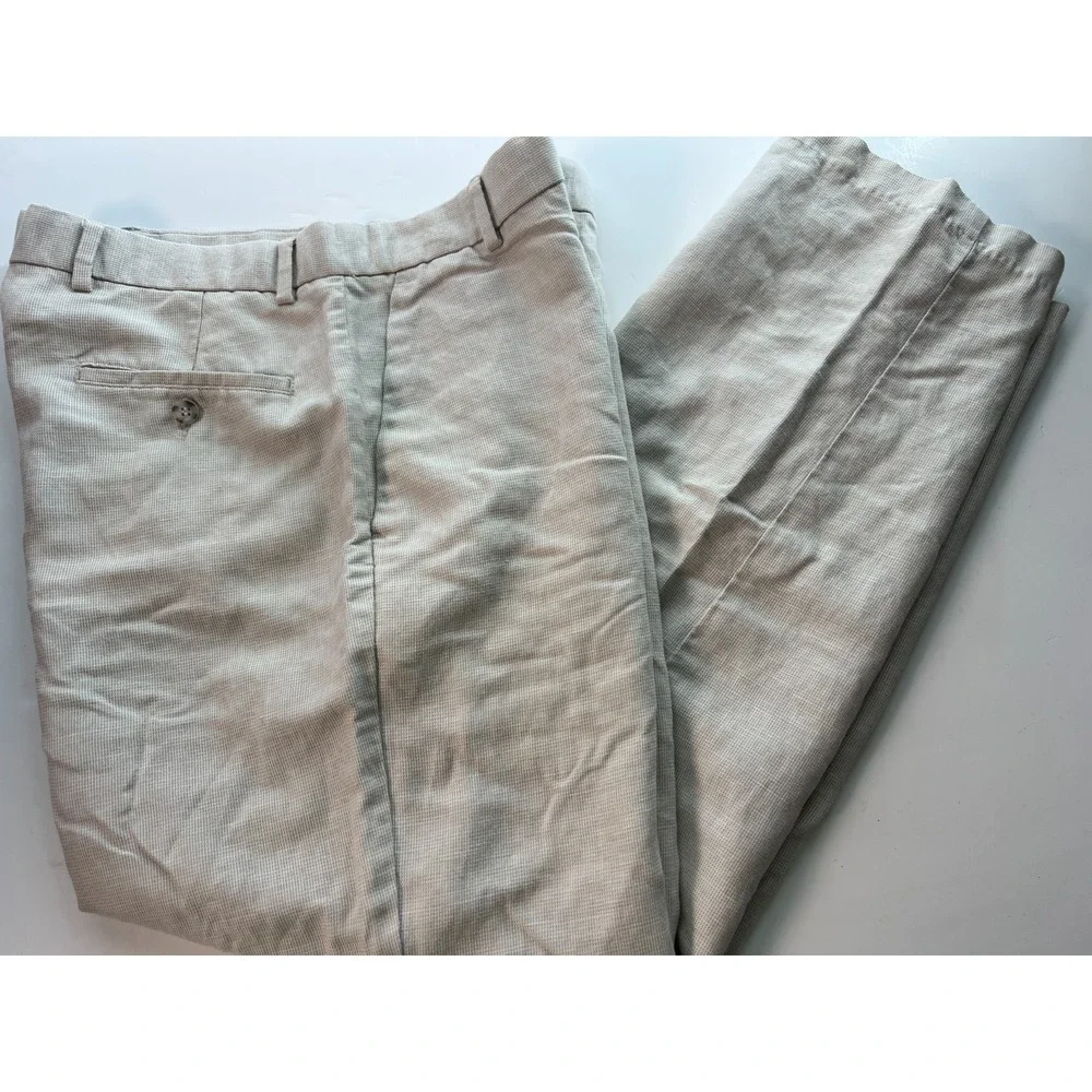 Dockers Premium Men's Pants W34 L32 Khaki Flat Front Relaxed Fit Actual 34x30.5